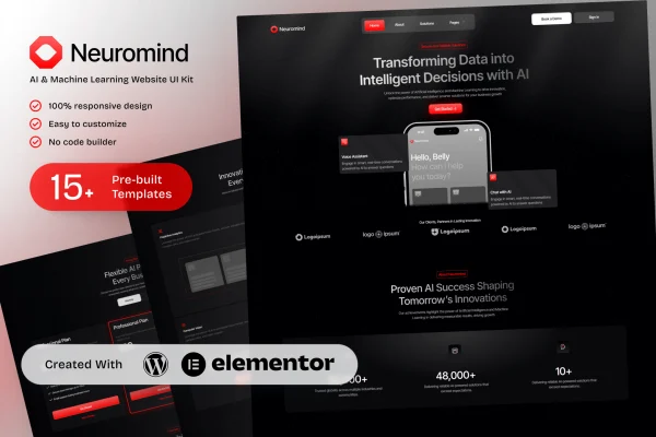 NeuroMind AI and machine learning Elementor template kit preview