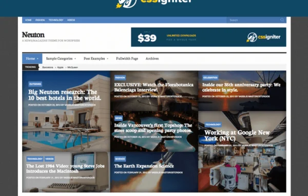 Neuton WordPress magazine and news theme preview