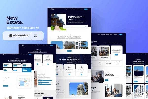 New Estate real estate Elementor template kit preview