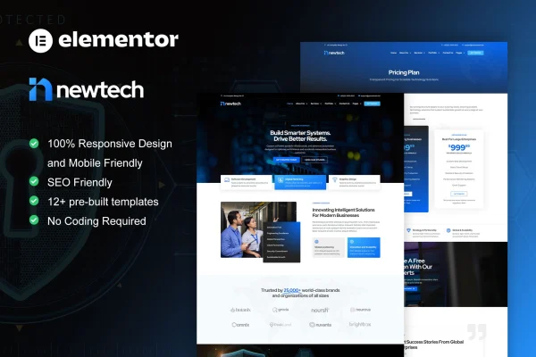 NewTech IT services company Elementor Pro template kit preview