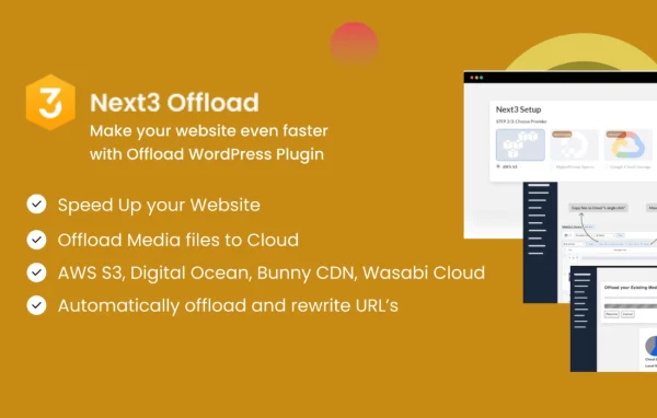 Next3 Offload plugin banner for WordPress cloud media offloading