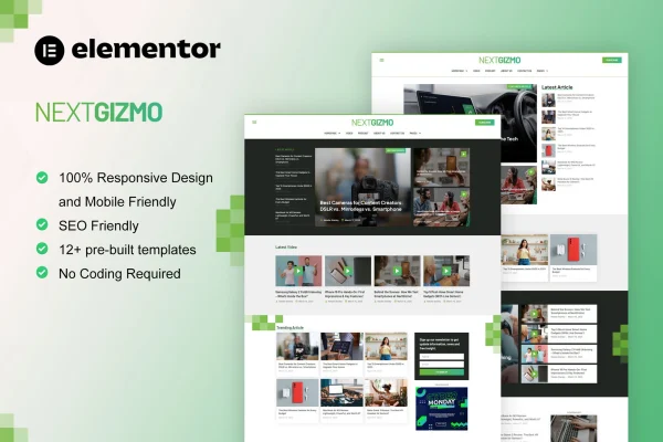 NextGizmo gadget news and magazine Elementor template kit preview