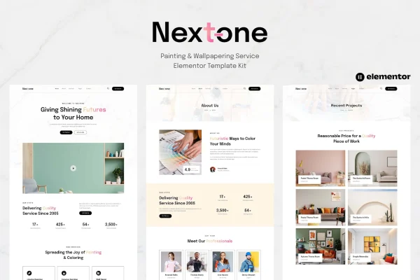 Nextone painting and wallpapering service Elementor template kit cover image