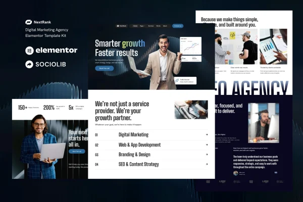 Nextrank digital marketing agency Elementor template kit preview