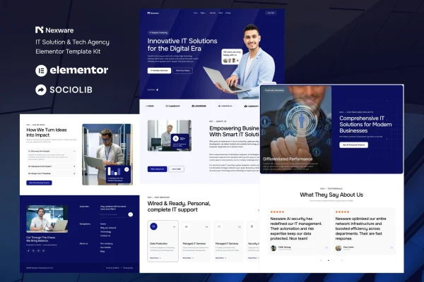 Nexware IT solution and tech agency Elementor template kit preview
