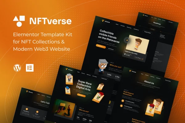NFTverse futuristic NFT portfolio Elementor template kit preview