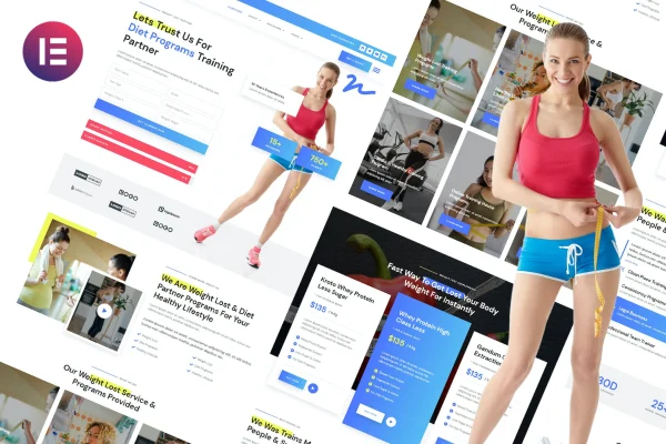 Nguru weight loss and fitness trainer Elementor template kit preview