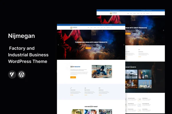 Nijmegan factory and industrial business WordPress theme preview