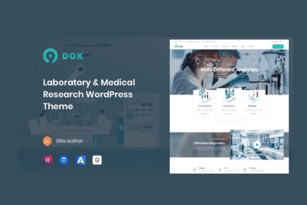 Ninedok laboratory and research WordPress theme preview
