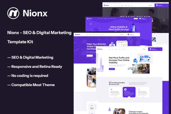 Nionx SEO and digital marketing Elementor template kit preview