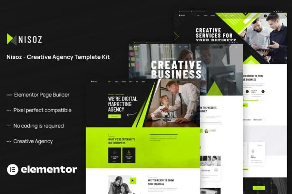 Nisoz creative agency Elementor template kit preview