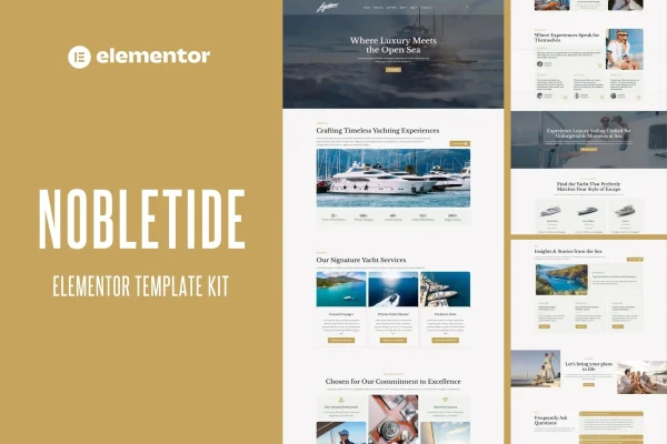 Nobletide yacht and boat rental Elementor template kit preview