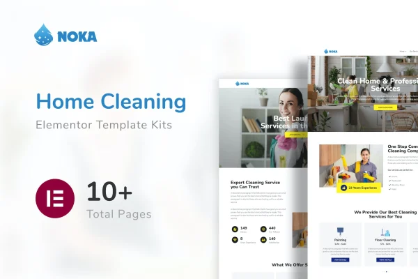 Noka cleaning services company Elementor template kit preview