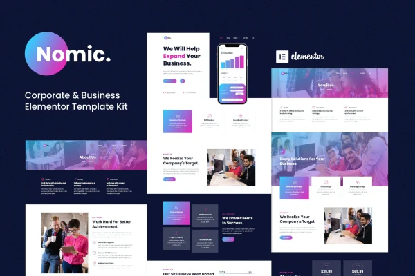 Nomic corporate and business Elementor template kit preview