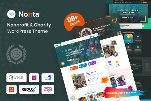 Nonta nonprofit and charity WordPress theme preview