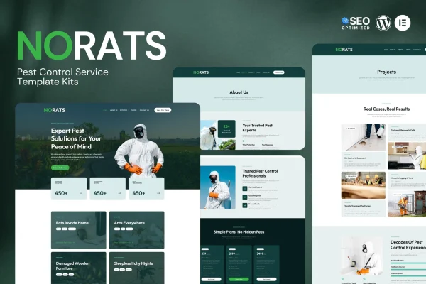 Norats pest control service Elementor template kit preview