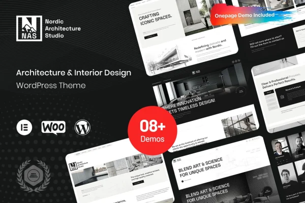 Nordic architecture and interior design WordPress theme preview