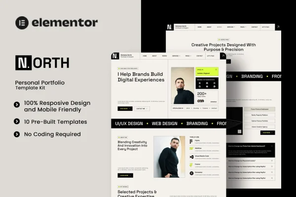 North personal portfolio Elementor template kit cover image