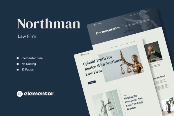 Northman law firm Elementor template kit preview