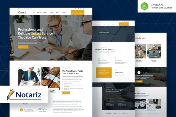 Notariz notary public and legal services Elementor template kit preview