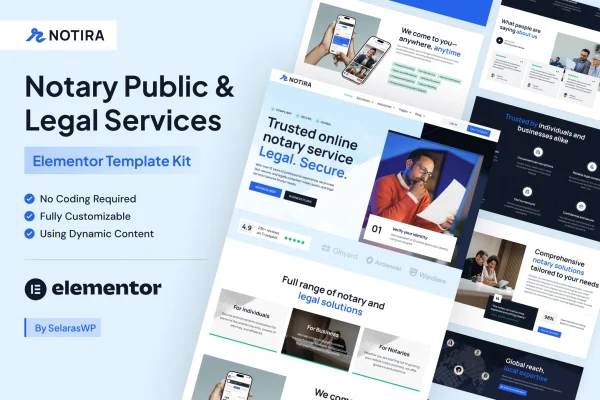 Notira notary public and legal services Elementor Pro template kit preview