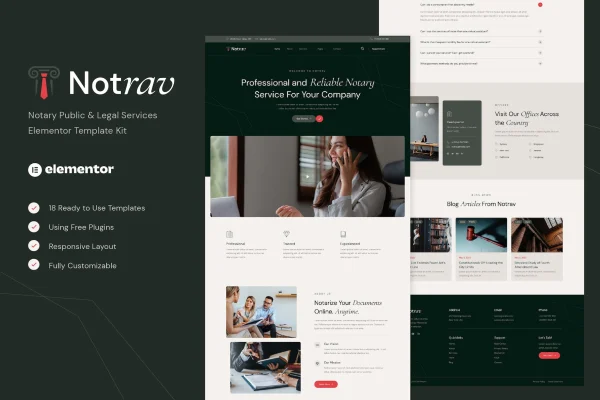 Notrav notary public and legal services Elementor template kit preview