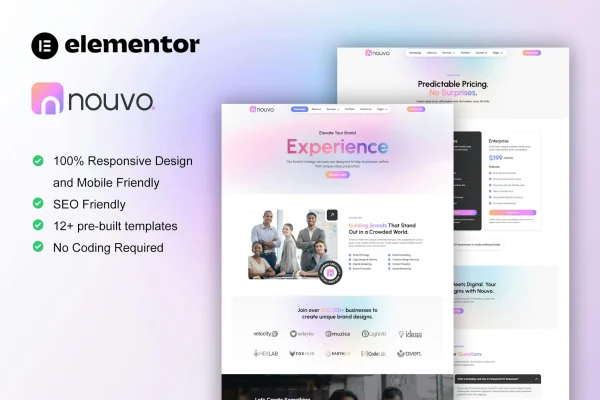 Nouvo digital marketing agency Elementor Pro template kit preview
