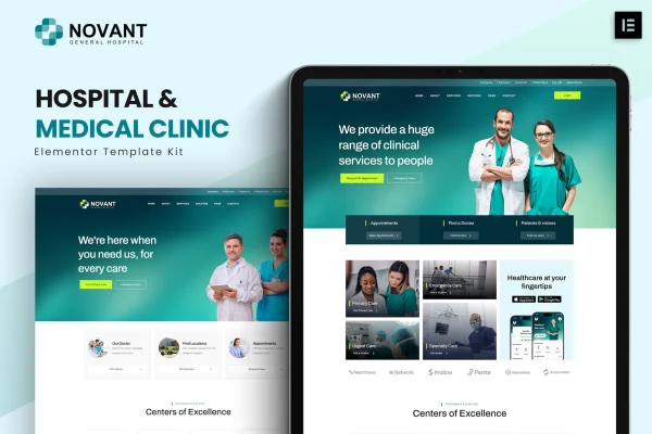 Novant hospital and medical clinic Elementor template kit preview