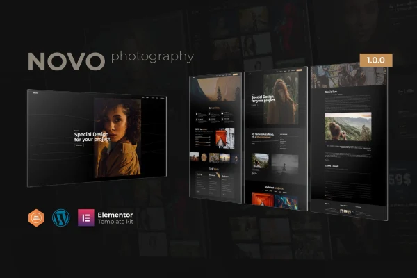 Novo photography Elementor template kit preview