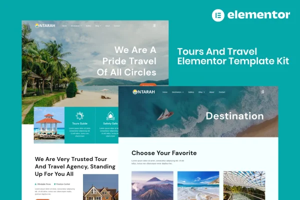 Ntarah tours and travel Elementor template kit preview