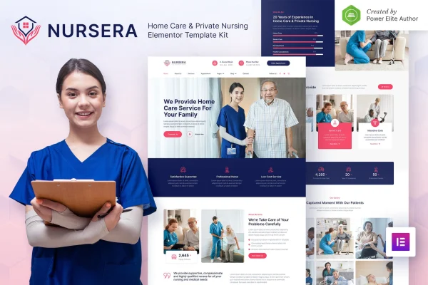 Nursera home care and private nursing Elementor template kit preview
