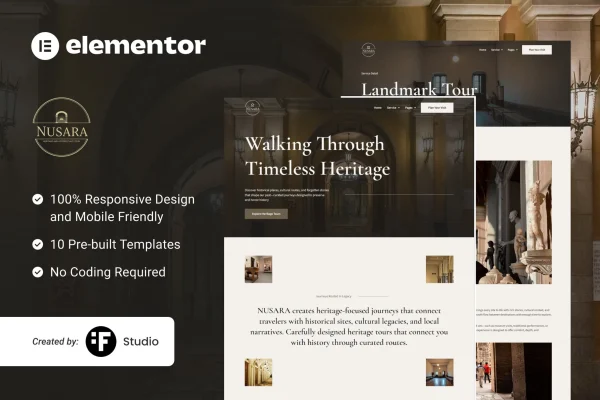 Nusara heritage and history tour Elementor template kit cover image