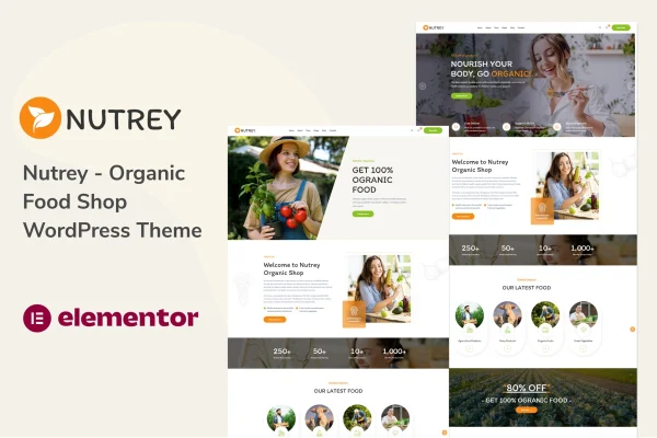 Nutrey organic food shop WordPress theme preview
