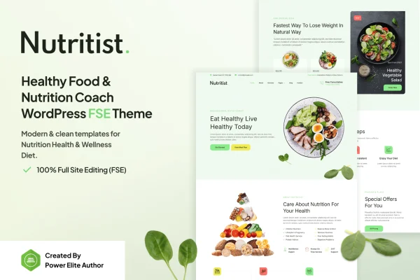 Nutritist healthy food and nutrition coach WordPress theme preview