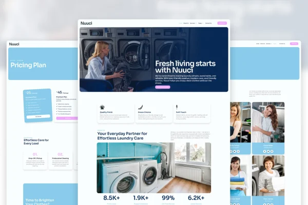 Nuuci laundry service Elementor template kit preview