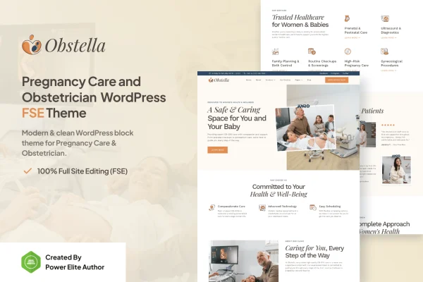 Obstella pregnancy care and obstetrician WordPress theme preview