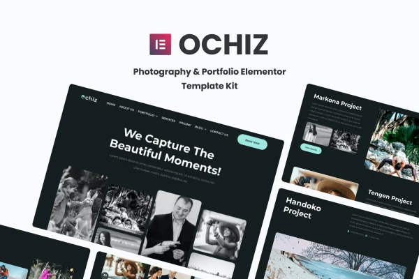 Ochiz photography and portfolio Elementor template kit preview