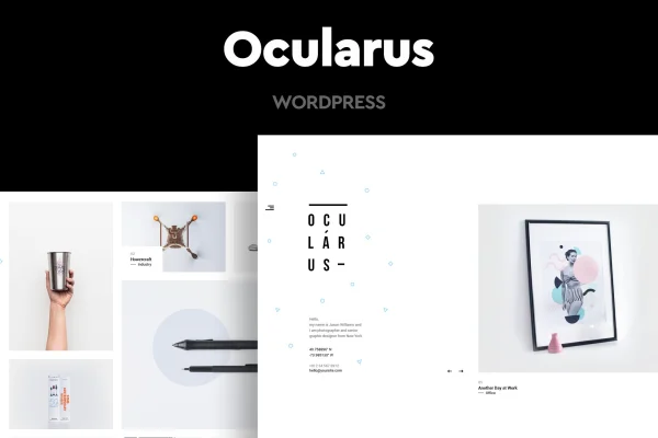 Ocularus minimal photography WordPress theme with horizontal portfolio layout