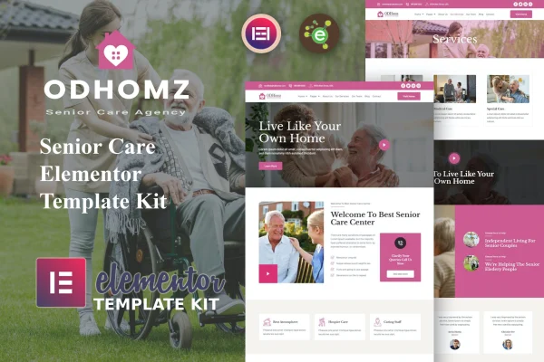 Odhomz senior care Elementor template kit cover image