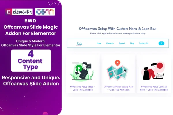 Offcanvas Slide Magic Addon For Elementor plugin banner