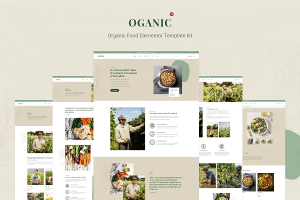 Oganic organic food Elementor template kit preview