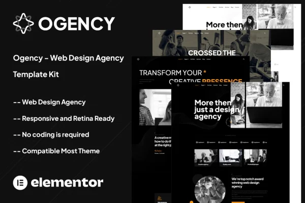 Ogency web design agency Elementor template kit cover image