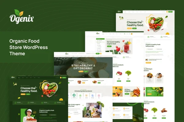 Ogenix organic food store WordPress theme preview