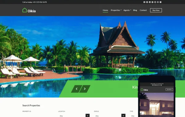 Oikia real estate WordPress theme cover image