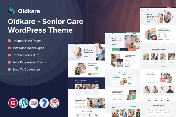 Oldkare senior care WordPress theme preview