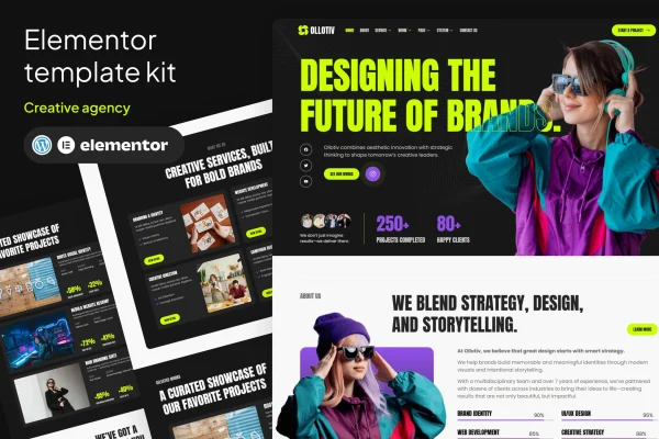 Ollotiv creative agency Elementor template kit preview