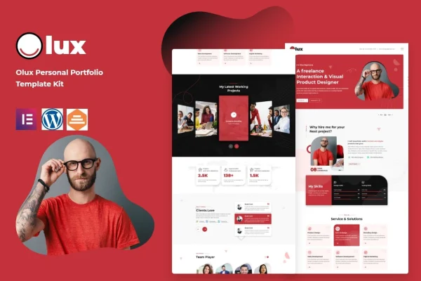 Olux CV and resume portfolio Elementor template kit preview