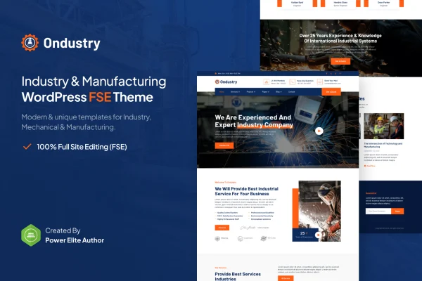Ondustry industry and manufacturing WordPress theme preview