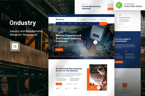 Ondustry industry and manufacturing Elementor template kit preview