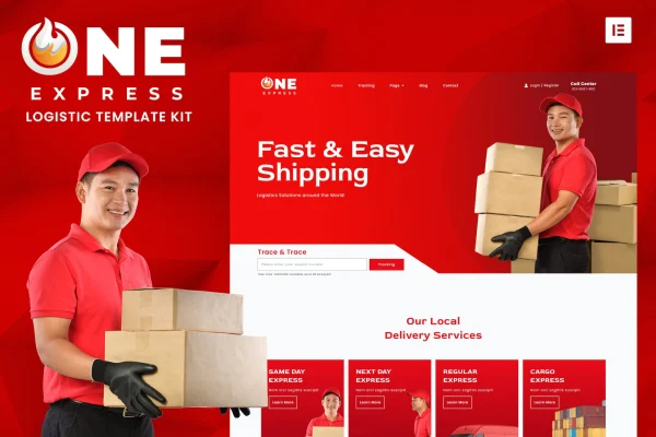 One Express logistics and shipping Elementor template kit preview